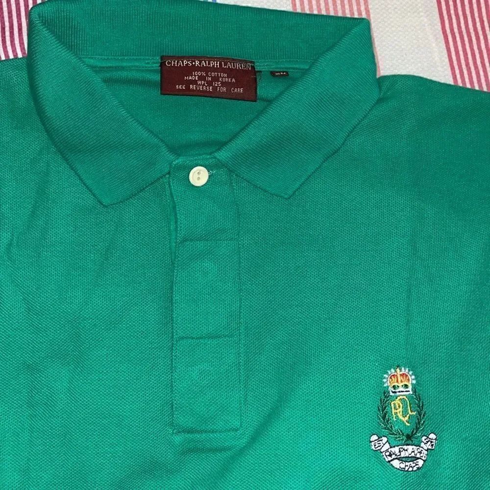Vintage Chaps by Ralph Lauren Polo Golf Shirt Green Logo on chest 80s Deadstock